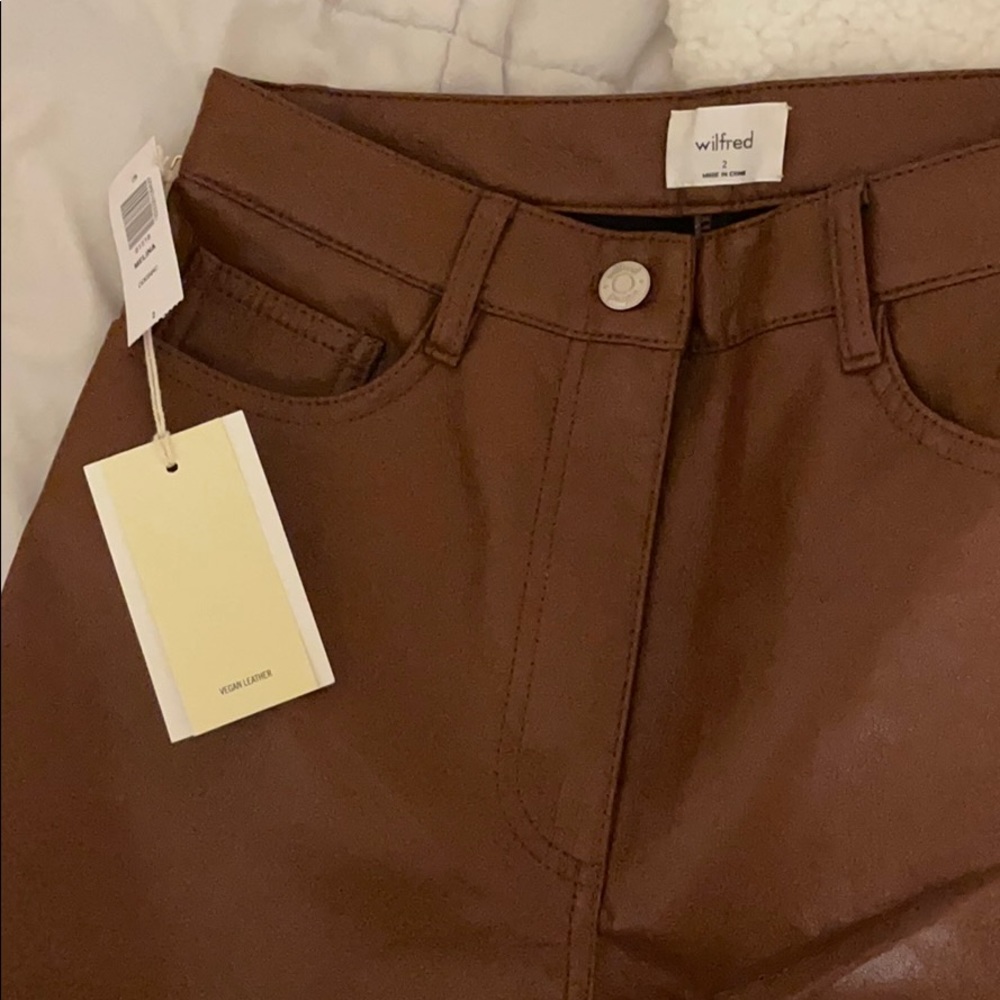 Aritzia Melina leather brown pants! Soldout online